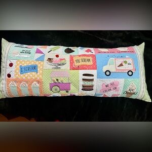 Two Scoops  Ice Cream bench Decorative Pillow handmade quilted